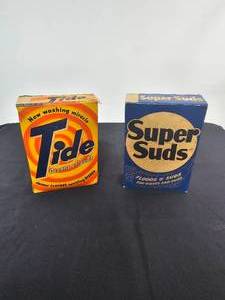 lot 257 image: VTG Tide and Super Suds Powder Detergents - 2 boxes, both full