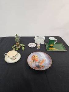 lot 186 image: Otagiri Japan Mug and Tray, Cuth Bertson Christmas Cup and Saucer, Monika Doulton Collector Plate, Ardalt Occupied Japan Small Saucer, and More