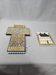 lot 120 image: Decorative Motivational Cross & Country Life Trivet for Brandon House by Warren Kimble 1998