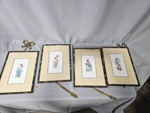 lot 123 image: Set of 4 Custom Framed Floral Wall Art Pieces 12 x 17