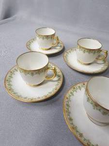 lot 158 image: Set of 5 John Pouyat Limoges Demitasse Cups & Sauces