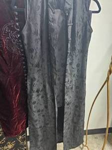 lot 96 image: 3 Petite Asian Womens Dresses - 2 Silk and 1 Velvet - hangers not inc