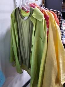 lot 103 image: Lot of 10 Womens Long Sleeved Shirts - SZs Mostly 2X - Mostly Elisabeth and CJ Banks - hangers not inc