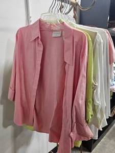 lot 108 image: Lot of 10 Womens Long & Short Sleeved Shirts - Most Elisabeth & CJ Banks, Most SZ 2X - hangers not inc