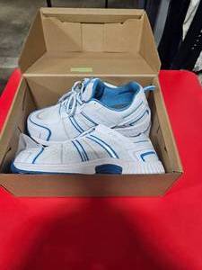 lot 287 image: Pair of Ortho-Feet Womens Tennis Shoes in Original Box SZ 9.5 XXW Blue & White