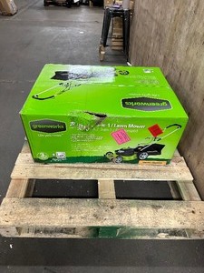 lot 12 image: Greenworks 12 Amp 20 Corded Lawn Mower, 25022 new  ASIN# B002ZVOLXE