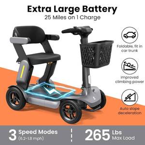 lot 2 image: Foldable Mobility Scooter - Electric Scooter with Seat for Adults - Wheelchair Alternative - 25 Miles on 1 Charge, Enhanced Safety, Lightweight for Travel, LED, Basket, Charger Included $1299 Like New Tested