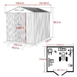 lot 8 image: VEIKOUS 10 ft. W x 10 ft. D Metal Outdoor Storage Shed 100 sq. ft., Gray - Unused - Like New In Box