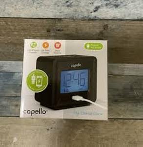 lot 166 image: Compact Digital Alarm Clock with USB Charger Black - Capello