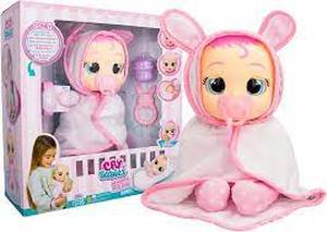 lot 12 image: Cry Babies Newborn Coney Interactive Baby Doll with 20 Baby Sounds and Interactive Bracelet-Distressed Package