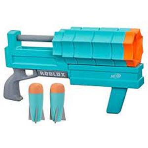 lot 13 image: NERF Roblox Sharkbite Web Launcher Rocker Nerf Blaster with 2 Roblox Nerf Rockets