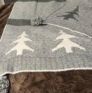 lot 353 image: Knit Tree with Tassels Throw Blanket Cream - Threshold designed with Studio McGee