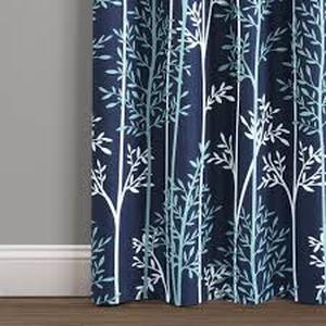 lot 376 image: Linear Tree Insulated Rod Pocket Blackout Curtain Panel Set - 38 x 84 each - 76 x 84 Pair
