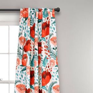 lot 377 image: Set of 2 Poppy Garden Light Filtering Window Curtain Panels - Lush Dcor