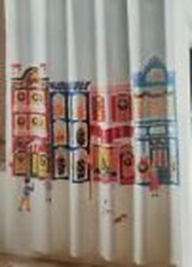 lot 390 image: Threshold Shower Curtain Winter City Scene Christmas Holiday Snow 72 X 72