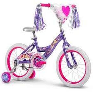 lot 58 image: Huffy Princess 16 Kids Bike - Purple-Missing Basket and Tassels