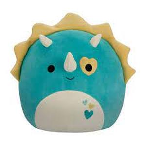 lot 107 image: Squishmallows 16 Braedon Teal Triceratops with Hearts Large Plush