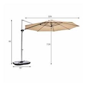 lot 136 image: 7.5 Round Offset Outdoor Patio Cantilever Umbrella Tan - no weight base