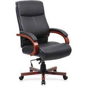 lot 202 image: Lorell Executive High-Back Wood Finish Office Chair