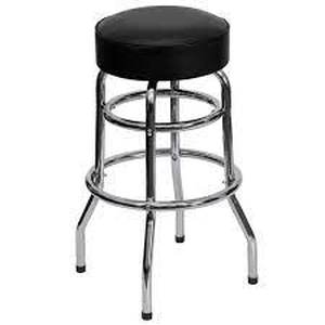 lot 206 image: Holland Bar Stool Classic Series 30 Swivel Bar Stool with Chrome Finish and Black Vinyl Seat