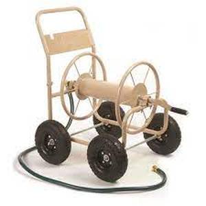 lot 227 image: LIBERTY CommercialDuty Steel Garden Hose Reel Cart, 4 Wheel, Tan, 300 Feet 58 in