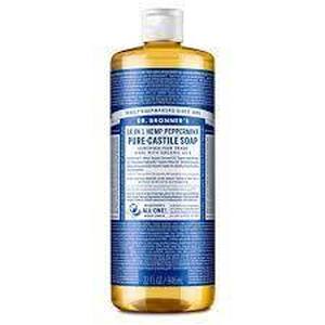 lot 514 image: Lot of 2 Dr. Bronners 18-In-1 Hemp Pure-Castile Liquid Soap - Peppermint - 32 fl oz & 16 fl oz