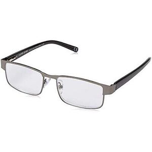 lot 520 image: Lot of THREE (3) pairs - Foster Grant Square Reading Glasses, GunmetalTransparent,  2.50