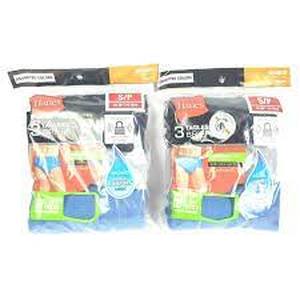 lot 524 image: Set of 2 Hanes Mens Briefs 6 ct SMALL 28-30 Tagless Briefs Black Gray Blue Underwear