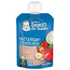 lot 554 image: 12 Gerber Toddler Food Fruit & Yogurt Strawberry Banana - 3.5oz-BB Feb 29 24