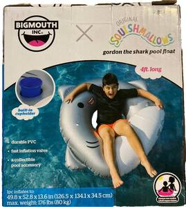 lot 288 image: Squishmallows Gordon The Shark Giant Pool Float 4 ft Long