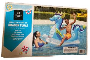 lot 291 image: Members Mark Oversized Inflatable Ride On Blue Dragon Pool Float 5 Ft