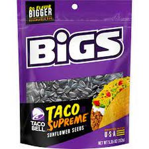 lot 595 image: Set of 3 BIGS Taco Bell Taco Supreme Sunflower Seeds, Keto Friendly Snack, Low Carb Lifestyle, 5.35 oz Bag-BB Sep 4 24