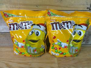 lot 594 image: Set of 2 M&MS Holiday Peanut Milk Chocolate Christmas Candy, Party Size, 38 oz Resealable Bag- BB 062024