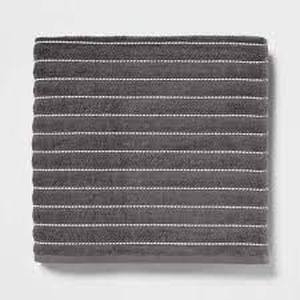 lot 623 image: Set of 2 Performance Plus Bath Towel - Threshold-Dark Gray Striped-Oversized Bath Towel
