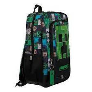 lot 627 image: Kids Minecraft 16 Backpack with Big Face Creeper - Black