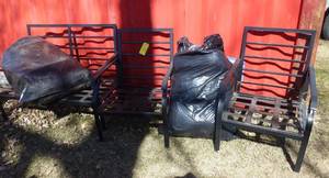 Set of iron outdoor furniture with seat cushions
