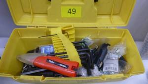 toolbox with misc tools, electric welder, hex wrenches