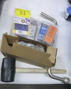 screws, hammer, tire wrench