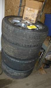 Set of tires and wheels 21545R17 and a set of wheel spacers to make these fit a CFMOTO Side by side