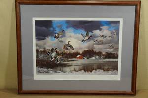 David A Maass Framed Print Seasons End Mallards 