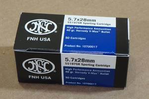 50 FNH 5.7 x 28mm 40 Gr Hornady V-Max Ammo