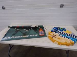 MN WILD Bud Light Double Side Poster, Corona Extra Plastic Sign