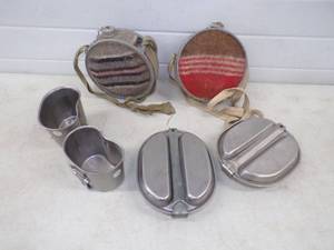 2 Canteens, 2 Mess kits with Cups