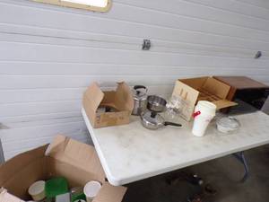 Kitchen Lot with Microwave, Glasses Electric Fry pans and more