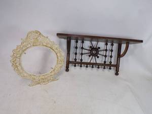 Cast Iron Picture Frame and Stick Shelf