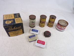 Vintage Tins and Antique Packard Box