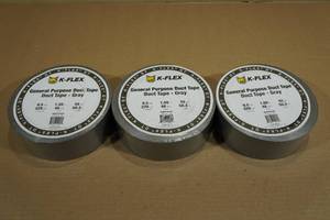 lot 11 image: 3 Rolls K-Flex General Purpose Duct Tape -Gray