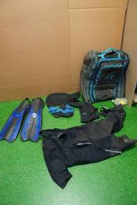lot 202 image: Diving Bag with Accessories -Fins, Suit