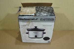 lot 234 image: Elite Gourmet 2QT Stainless Steel Slow Cooker