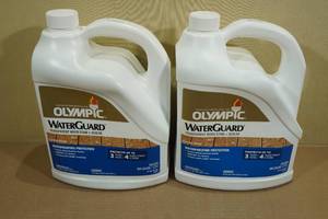 lot 240 image: 2 Gallons Olympic WaterGuard Transparent Wood Stain & Sealer